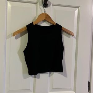 Black ribbed two piece set with cropped tank top